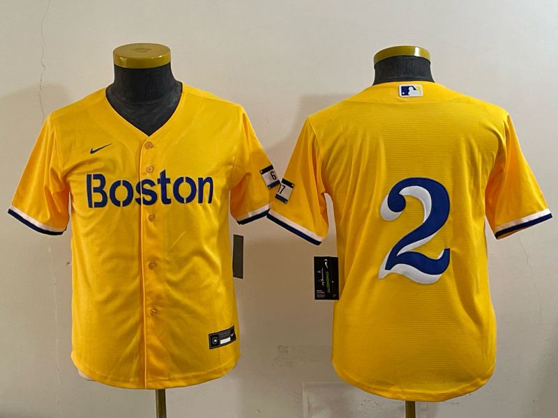 Youth 2025 Boston Red Sox 2 No Name Yellow Nike MLB Jersey 04